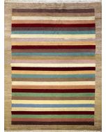 6'5x9'9 Gabbeh Area Rug made using Vegetable dyes with Wool Pile - Striped Design | Hand-Knotted Multicolored | 6.5x10 Double Knot Rug