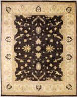 6'6x8'3 Chobi Ziegler Area Rug made using Vegetable dyes with Wool Pile - Floral Design | Hand-Knotted in Dark Brown