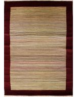 6'4x9'10 Gabbeh Area Rug made using Vegetable dyes with Wool Pile - Striped Design | Hand-Knotted Multicolored | 6.5x10 Double Knot Rug