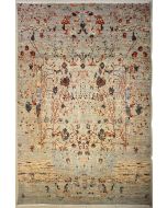 8'11x11'8 Chobi Ziegler Area Rug made using Vegetable dyes with Wool Pile - Floral Design | Hand-Knotted in Grey