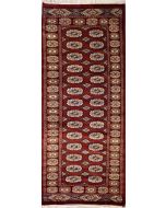 2'5x7'9 Bokhara Jaldar Area Rug with Wool Pile - Special Mori Bokhara Elephant Foot Design | Hand-Knotted in Red