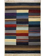 2'8"x4'1" Delightful Striped Gabbeh Rug in Majestic Multi-colors, New 2.5x4 Wool Kilim Beauty, Flatweave Contemporary Rug, qw7 