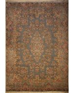 10'1"x13'1" Thrilling Medallion Pak Persian Rug in Luminous Grey, Beige & Reddish Brown, Vintage 10x14 Wool Double Knot Manifestation, Hand-Knotted Kashan / Isfahan Rug, qk1078 