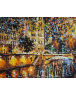 The Fantastical Classic: "Illuminated Splendor" in Tantalizing Black, Gold & Turquoise, Brushwork in 16x20(in) Acrylic on Canvas painting, Scenic & Impressionism / Everyday Life Art, pa153l