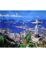 The Fabulous Creation: "Rio's Embrace" in Enlightening Blue, Black & White, Brushwork in 16x20(in) Acrylic on Canvas painting, Scenic Art, pa189l