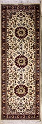 2'6x8'3 Pak Persian High Quality Area Rug with Wool Pile - Floral Design | Hand-Knotted in White