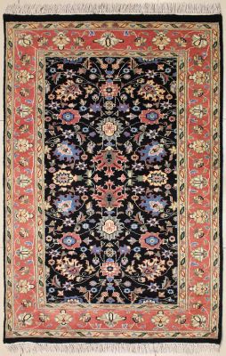 3'1x5'1 Pak Persian High Quality Area Rug with Wool Pile - Mahal Floral Design | Hand-Knotted in Black