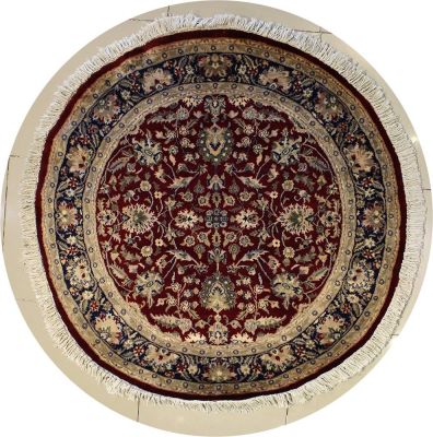 5'0x5'0 Pak Persian High Quality Area Rug with Wool Pile - Baghban Floral Design | Hand-Knotted in Red