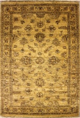 3'1x5'0 Chobi Ziegler Area Rug made using Vegetable dyes with Wool Pile - Floral Design | Hand-Knotted in White