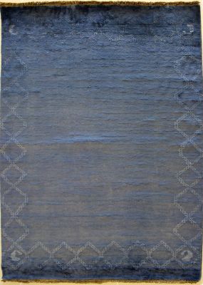 4'0x6'2 Gabbeh Area Rug made using Vegetable dyes with Wool Pile - Diamond Design | Hand-Knotted in Grey