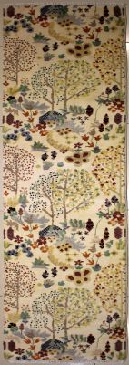 2'1x8'4 Chobi Ziegler Area Rug made using Vegetable dyes with Wool Pile - Floral Design | Hand-Knotted in White