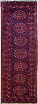 2'7x9'5 Caucasian Design Area Rug with Wool Pile - Tribal Khan Mohammadi Floral Design | Hand-Knotted in Red