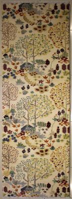 2'1x8'5 Chobi Ziegler Area Rug made using Vegetable dyes with Wool Pile - Floral Design | Hand-Knotted in White