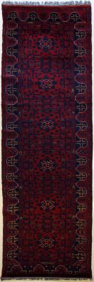 2'6x12'3 Caucasian Design Area Rug with Wool Pile - Tribal Khan Mohammadi Floral Design | Hand-Knotted in Red
