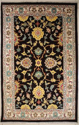 4'1x6'5 Pak Persian High Quality Area Rug with Wool Pile - Floral Design | Hand-Knotted in Dark Brown