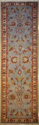 2'6x11'4 Chobi Ziegler Area Rug made using Vegetable dyes with Wool Pile - Floral Design | Hand-Knotted in Grey