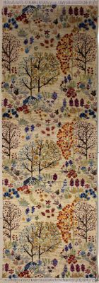 2'7x8'3 Chobi Ziegler Area Rug made using Vegetable dyes with Wool Pile - Floral Design | Hand-Knotted in White