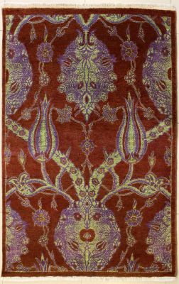 4'1x5'10 Chobi Ziegler Area Rug made using Vegetable dyes with Wool Pile - Paisley Design | Hand-Knotted in Brown
