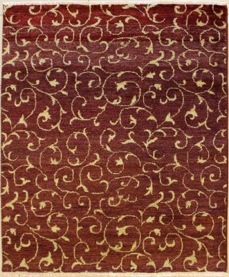 4'9x5'10 Chobi Ziegler Area Rug made using Vegetable dyes with Wool Pile - Paisley Design | Hand-Knotted in Maroon