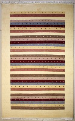 5'7x8'1 Gabbeh Area Rug made using Vegetable dyes with Wool Pile - Polka Dot Design | Hand-Knotted Multicolored | 5.5x8 Double Knot Rug