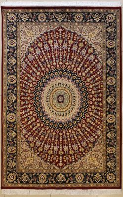 5'1x7'10 Pak Persian High Quality Area Rug with Wool Pile - Floral Design | Hand-Knotted in Red
