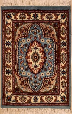 2'0x3'0 Pak Persian High Quality Area Rug with Wool Pile - Floral Medallion Design | Hand-Knotted in Greenish Blue