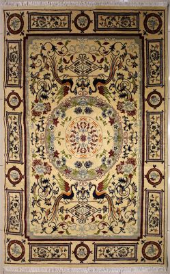 5'6x7'10 Chobi Ziegler Area Rug made using Vegetable dyes with Wool Pile - Pictorial Hunting Shikargah Design 