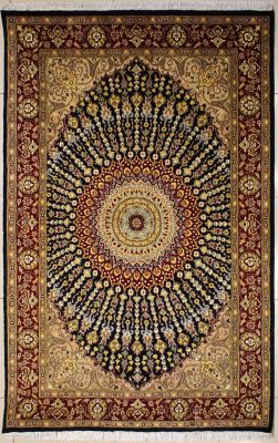 5'1x8'2 Pak Persian High Quality Area Rug with Wool Pile - Floral Design | Hand-Knotted in Blue