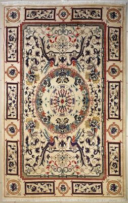 5'3x7'6 Chobi Ziegler Area Rug made using Vegetable dyes with Wool Pile - Pictorial Hunting Shikargah Design 