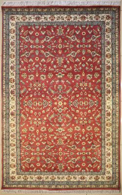 5'0x8'3 Pak Persian High Quality Area Rug with Wool Pile - Floral Design | Hand-Knotted in Reddish Brown