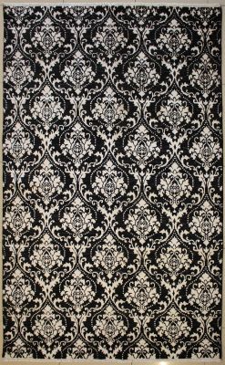 6'0x8'8 Chobi Ziegler Area Rug made using Vegetable dyes with Silk & Wool Pile - Floral Design | Hand-Knotted in Black