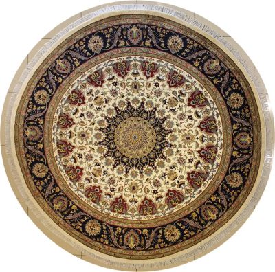8'9x9'0 Pak Persian High Quality Area Rug with Wool Pile - Floral Medallion Design | Hand-Knotted in White