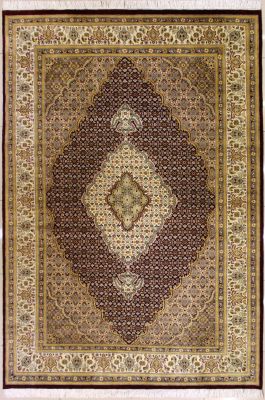 7'0x10'3 Pak Persian High Quality Area Rug with Silk & Wool Pile - Floral Medallion Design | Hand-Knotted in Red