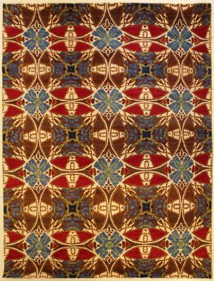 8'0x10'1 Chobi Ziegler Area Rug made using Vegetable dyes with Wool Pile - Ziegler Tribal Geometric Design | Hand-Knotted in Brown