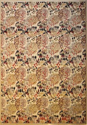8'0x9'11 Chobi Ziegler Area Rug made using Vegetable dyes with Wool Pile - Floral Design | Hand-Knotted in White