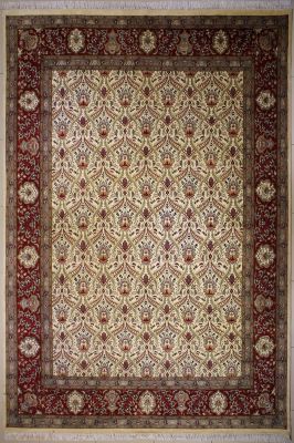 9'10x12'7 Pak Persian High Quality Area Rug with Wool Pile - Floral Paisley Design | Hand-Knotted in White