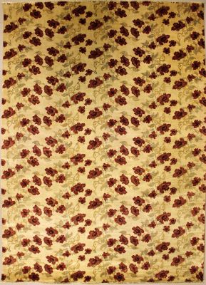 9'0x12'4 Chobi Ziegler Area Rug made using Vegetable dyes with Wool Pile - Floral Design | Hand-Knotted in White