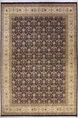 10'0x14'1 Pak Persian High Quality Area Rug with Silk & Wool Pile - Floral Paisley Design | Hand-Knotted in Blue