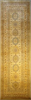6'0x19'5 Chobi Ziegler Area Rug made using Vegetable dyes with Wool Pile - Floral Design | Hand-Knotted in White
