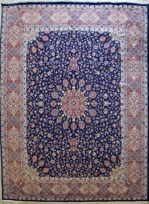10'0x13'4 Pak Persian High Quality Area Rug with Silk & Wool Pile - Ardabil Medallion Design | Hand-Knotted in Blue