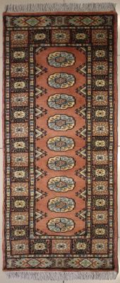 2'1x5'8 Bokhara Jaldar Area Rug with Wool Pile - Special Mori Bokhara Elephant Foot Design | Hand-Knotted in Reddish Brown