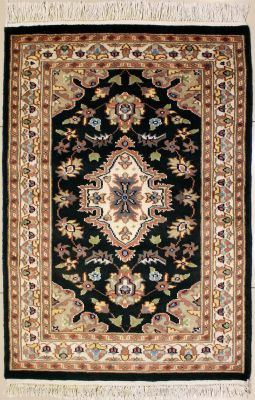 2'6x4'2 Pak Persian Area Rug with Silk & Wool Pile - Floral Design | Hand-Knotted in Green