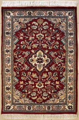 2'5x4'2 Pak Persian High Quality Area Rug with Wool Pile - Floral Design | Hand-Knotted in Red