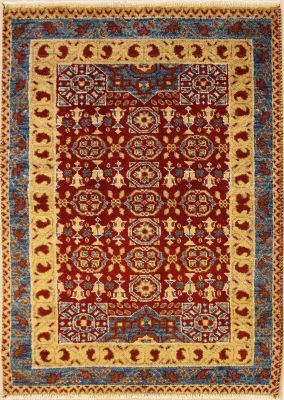 2'8x3'10 Chobi Ziegler Area Rug made using Vegetable dyes with Wool Pile - Floral Design | Hand-Knotted in Red