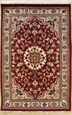 2'7x4'0 Pak Persian High Quality Area Rug with Wool Pile - Floral Design | Hand-Knotted in Red