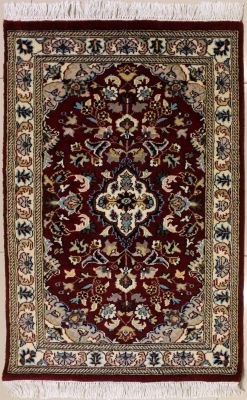 2'5x4'1 Pak Persian High Quality Area Rug with Wool Pile - Floral Design | Hand-Knotted in Red