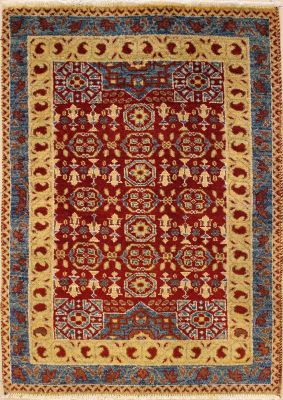 2'8x4'0 Chobi Ziegler Area Rug made using Vegetable dyes with Wool Pile - Floral Design | Hand-Knotted in Red