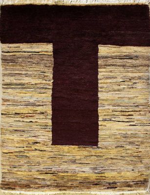 2'5x3'9 Gabbeh Area Rug made using Vegetable dyes with Wool Pile - Striped Design | Hand-Knotted Multicolored | 2.5x4 Double Knot Rug
