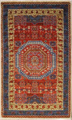 2'7x5'0 Chobi Ziegler Area Rug made using Vegetable dyes with Wool Pile - Floral Design | Hand-Knotted in Red