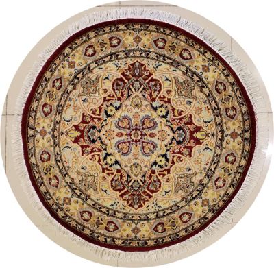 4'0x4'1 Pak Persian High Quality Area Rug with Wool Pile - Floral Design | Hand-Knotted in Red